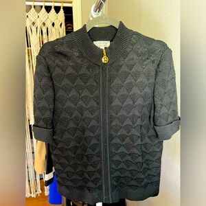 St. John Sport by Marie Gray - knit sweater zipped black with gold details